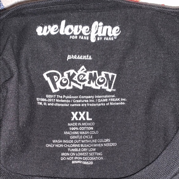 We Love Fine Pokémon Black Graphic T-Shirt Size XXL Eevee - Picture 4 of 4